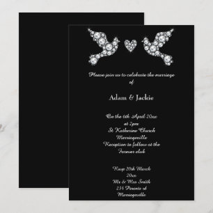 Luxe Diamond Love Dove Black Faire-part de mariage