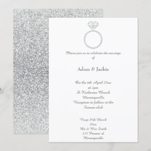 Luxe Diamond Ring Wedding Glitter Invitation