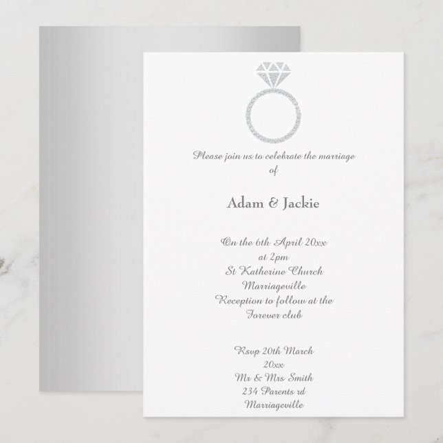 Luxe Diamond Ring Wedding Invitation (Front/Back)