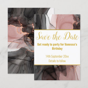 LUXE DRIFTING ROSE SAVE THE DATE RSVP CARD