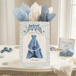 Luxe Dusty Blue Maid of Honour Personalized Medium Gift Bag