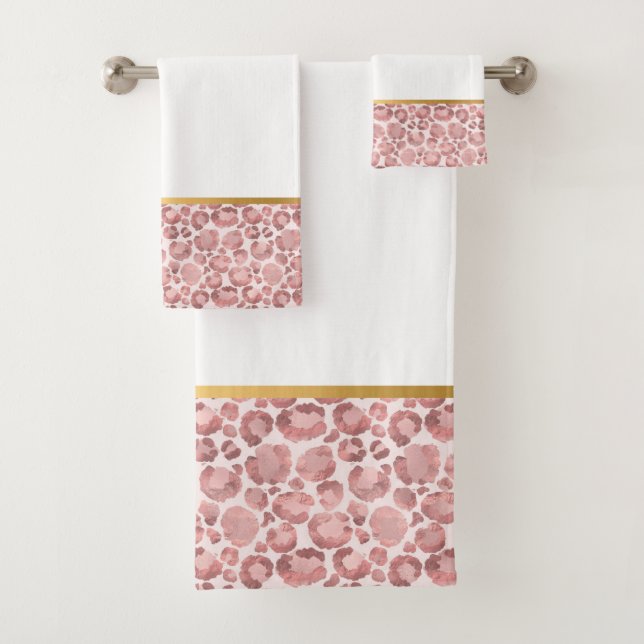 LUXE DUSTY PINK LEOPARD BATHROOM TOWEL SET (Insitu)