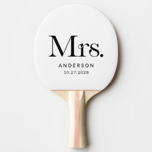 Luxe Elegance Black and White Mrs   Wedding Ping Pong Paddle