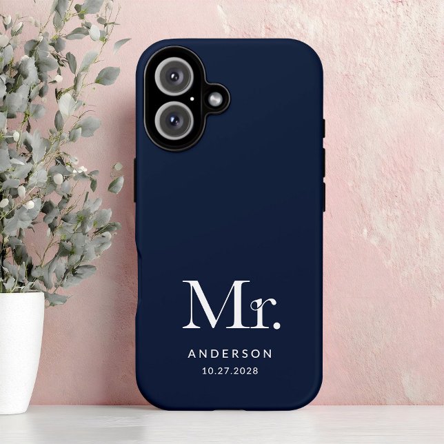Luxe Elegance | Navy Blue Mister and Wedding Date Case-Mate iPhone Case (Creator Uploaded)