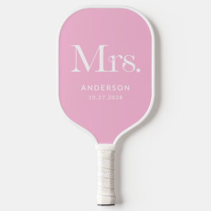 Luxe Elegance Pink Mrs Wedding Date Pickleball Paddle