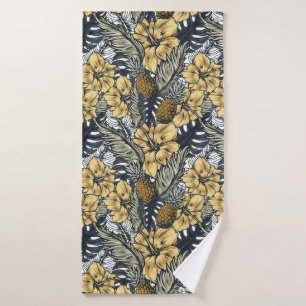 Luxe Elegant Or N' Black Tropical Flowers