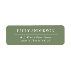 Luxe Elegant Sage Green White Adresse de retour