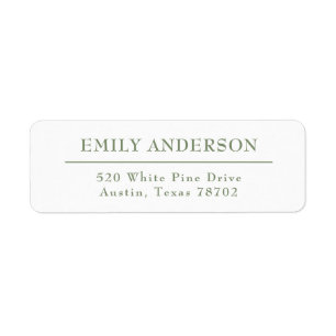 Luxe Elegant Sage Green White Adresse de retour 4