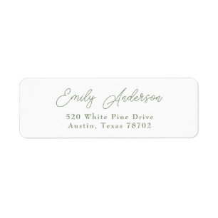 Luxe Elegant Sage Green White Adresse de retour 4