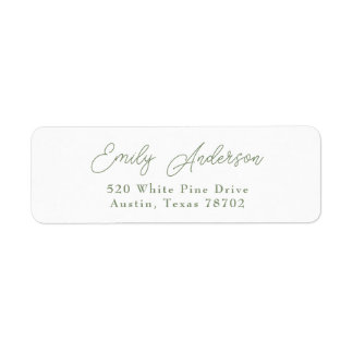 Luxe Elegant Sage Green White Adresse de retour 4