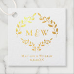 Luxe Elegant Wreath Monogram Gold Wedding  Favour Tags<br><div class="desc">Add a touch of luxury to your wedding favours with our Luxe Elegant Wreath Monogram Real Gold Foil Wedding Favour Tags. These tags feature a sophisticated wreath design with a monogram highlighted in real gold foil, creating a stunning and elegant look. Personalize with the bride and groom's initials and wedding...</div>