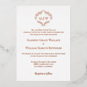  Luxe Elegant Wreath Monogram Rose Gold Wedding 