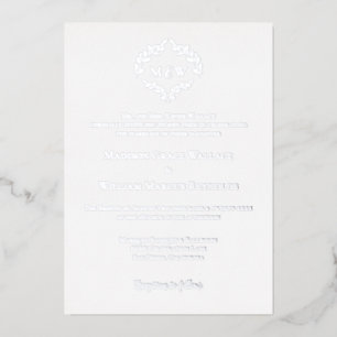 Luxe Elegant Wreath Monogram White Silve Wedding