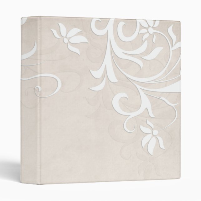Luxe Elégante Classeur Florale Beige Clair (Devant/Côté)