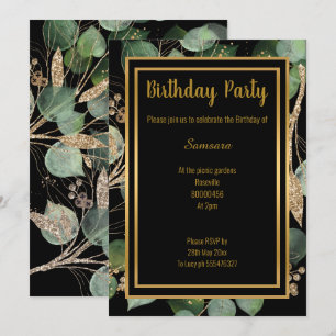 LUXE EUCALYPTUS BLACK GREEN INVITATION