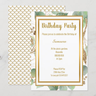 LUXE EUCALYPTUS MERMAID INSPIRED ALL OCCASION  INVITATION