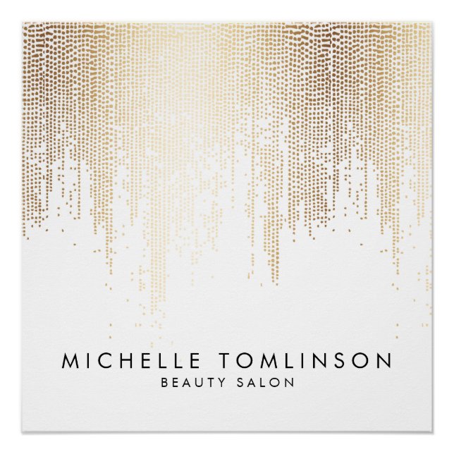 Luxe Faux Gold Confetti Rain Beauty Salon Poster (Front)