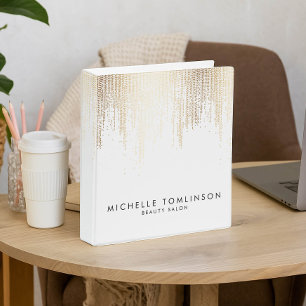 Luxe Faux Gold Confetti Rain Pattern Binder