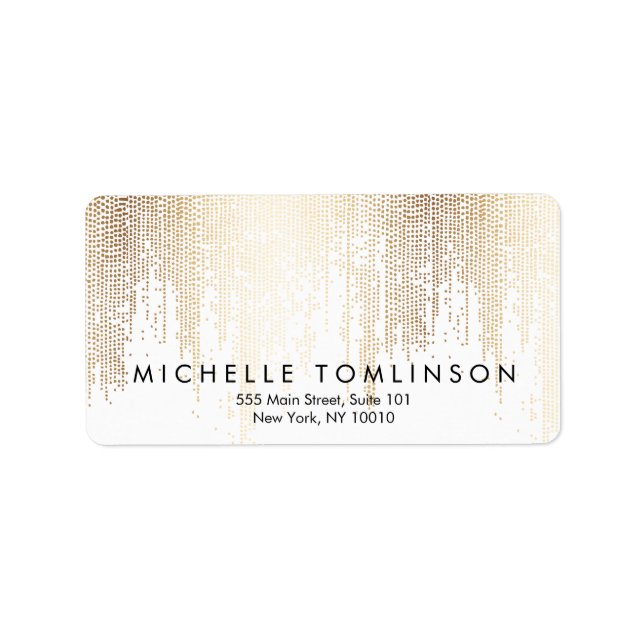 Luxe Faux Gold Confetti Rain Pattern Label (Front)