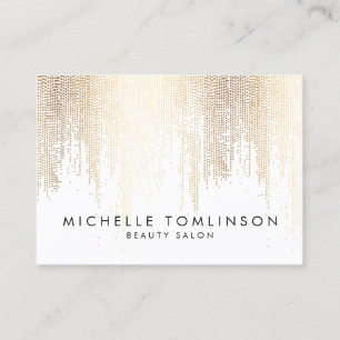 Luxe Faux Gold Confetti Rain Pattern Large Business Card