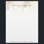 Luxe Faux Gold Confetti Rain Pattern Letterhead<br><div class="desc">Coordinates with the Luxe Faux Gold Confetti Rain Pattern Business Card Template by 1201AM. An array of cascading faux gold confetti dots create an eye-catching design pattern on this stylish letterhead design. Set on a white background for a beautiful tonal motif. A creative design treatment for beauty salons, makeup artists,...</div>