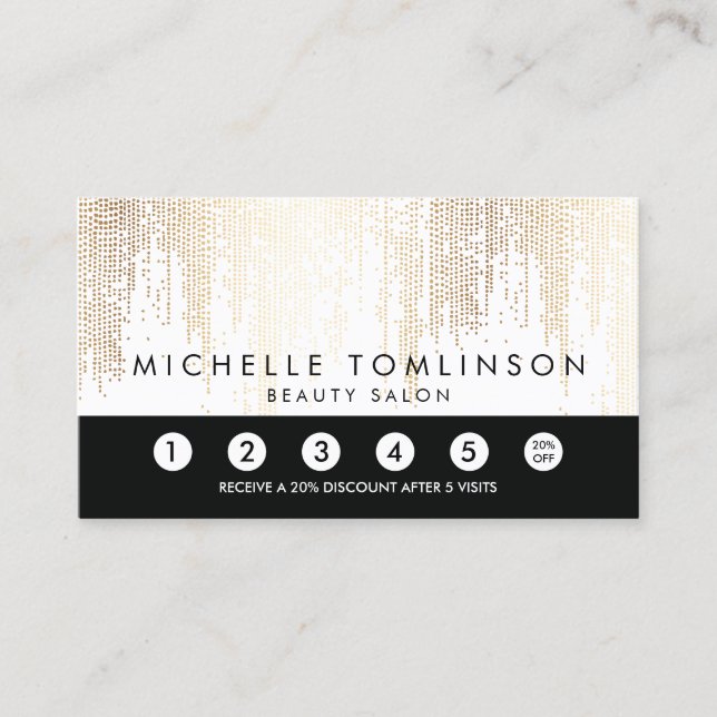 Luxe Faux Gold Confetti Rain Pattern Loyalty Card (Front)