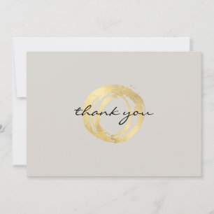 Luxe Faux Gold Painted Circle on Tan Thank You Card