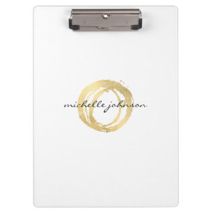 Luxe Faux Gold Painted Circle Personalized Clipboard