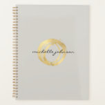 Luxe Faux Gold Painted Circle Tan Appointment Book Planner<br><div class="desc">An organic painted circle in faux metallic gold becomes a luxe logo on this designer appointment book with the addition of your name or business name in a chic type treatment. Great for beauty salons, nail salons, wedding planners, event planners or personal use. Artwork and design by 1201AM, a boutique...</div>