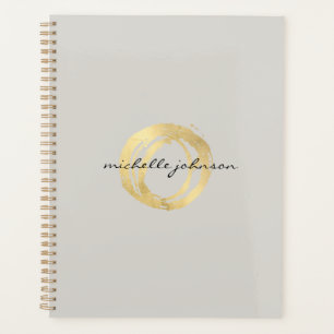 Luxe Faux Gold Painted Circle Tan Appointment Book Planner