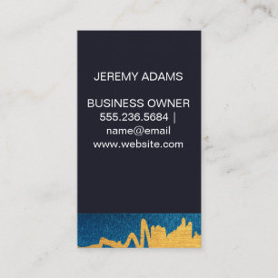 Luxe Faux Gold Texture Mark Blue Background Business Card