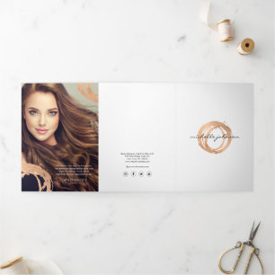 Luxe Faux Rose Gold Painted Circle Logo Brochure
