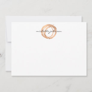 Luxe Faux Rose Gold Peint Cercle Carte pour notes 