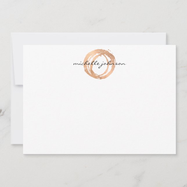 Luxe Faux Rose Gold Peint Cercle Carte pour notes  (Devant)