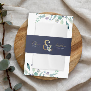 Luxe Floral Ampersand Wedding Monogram Invitation Belly Band