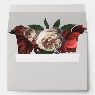 Luxe Floral and Ecru Beige with Return Address Envelope