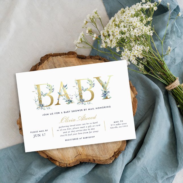 Luxe Floral Baby Shower by Mail Invitation (Creator Uploaded)