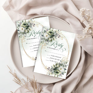 Luxe Floral Bohème Eucalyptus Vert Mariage RSVP