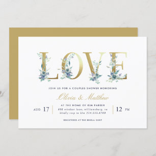 Luxe Floral Couples Douche Invitation