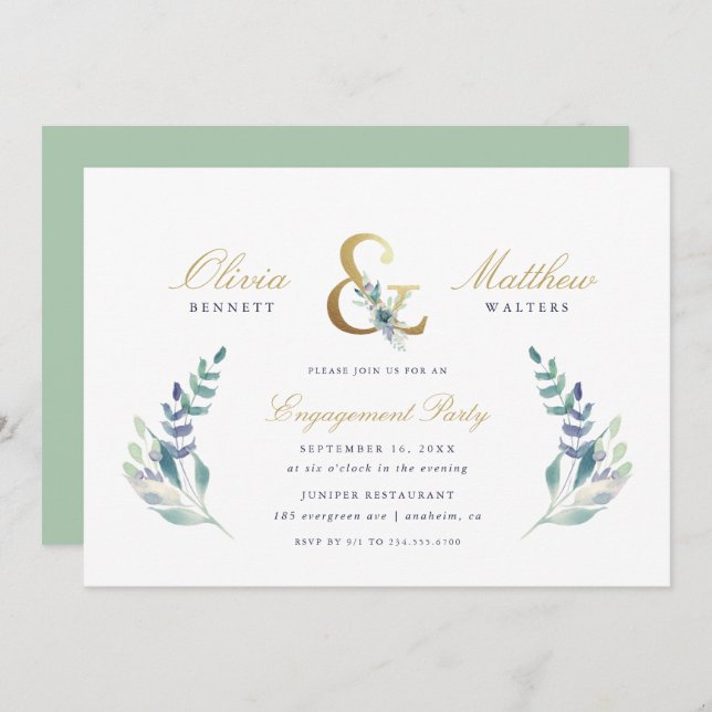 Luxe Floral Engagement Party Invitation (Front/Back)