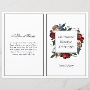 Luxe Floral Frame Folded Wedding Program