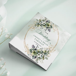 Luxe Floral Greenery Gold Wedding Memory Album   Binder