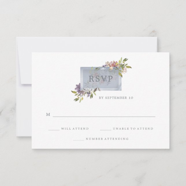 Luxe Floral | Mariage Moss Green Watercolor RSVP (Devant)