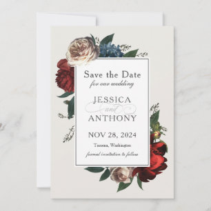 Luxe Floral Save the Date with Your Photo