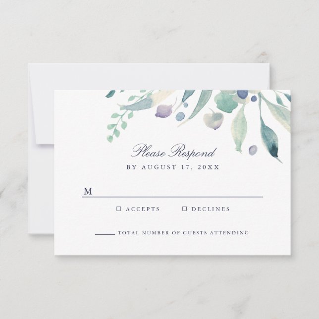 Luxe Floral Wedal Carte RSVP (Devant)