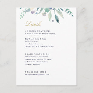 Luxe Floral Wedding Details Enclosure Card