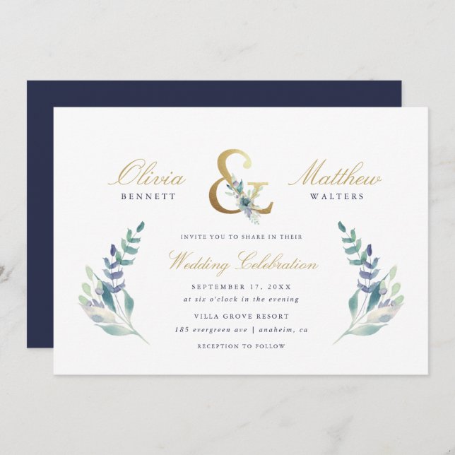 Luxe Floral Wedding Invitation (Front/Back)