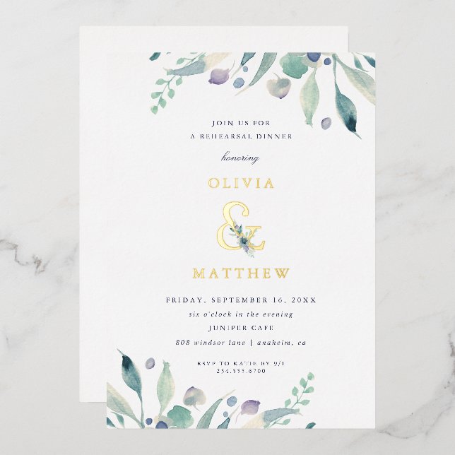 Luxe Floral Wedding Rehearsal Dinner (Front/Back)