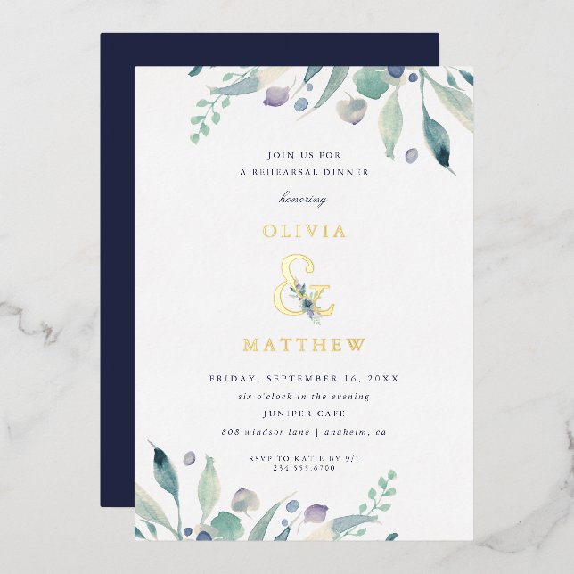 Luxe Floral Wedding Rehearsal Dinner (Front/Back)
