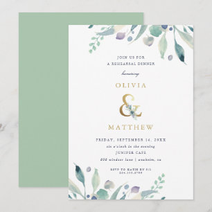 Luxe Floral Wedding Rehearsal Dinner Invitation